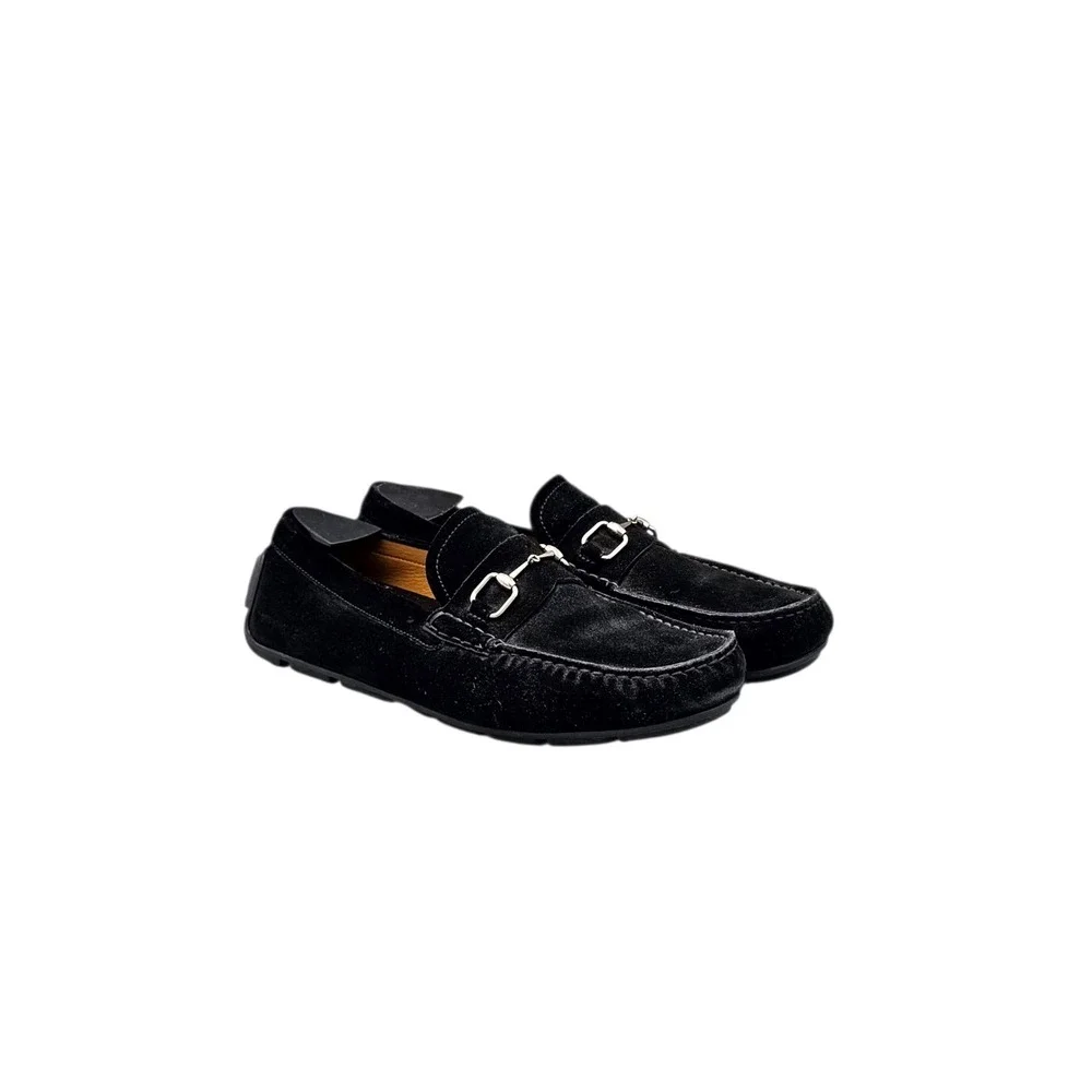 Gucci Men's Size 10.5 G EUC Black Suede Horsebit Drivers Loafers‎ Dress Shoes